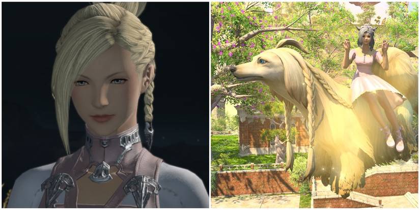 Split image between Minfilia and Argos mount.