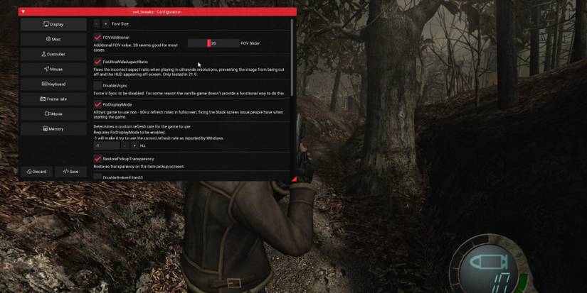 RE4 HD Mod FOV Slider Menu Cropped