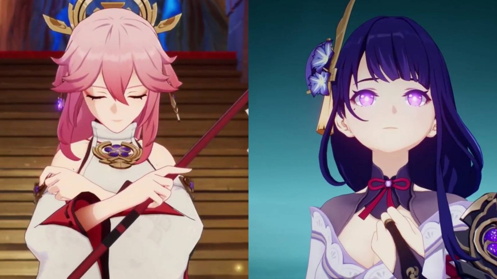 Raiden Shogun and Yae Miko from Genshin Impact