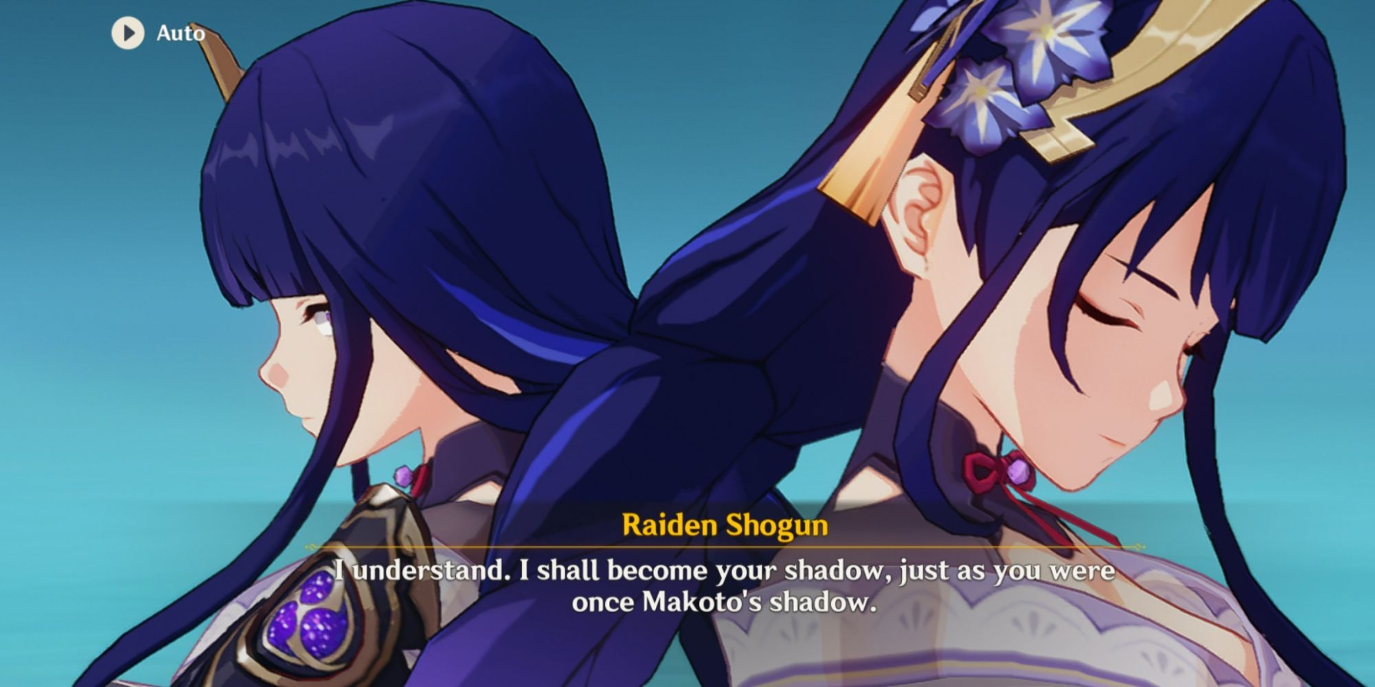 Raiden Shogun talking to Ei