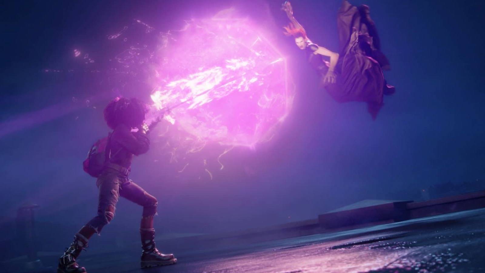 Layla Ellison shooting purple energy at a vampire in Redfall