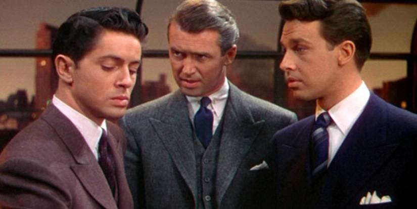 Rope - Three characters standing around one another.