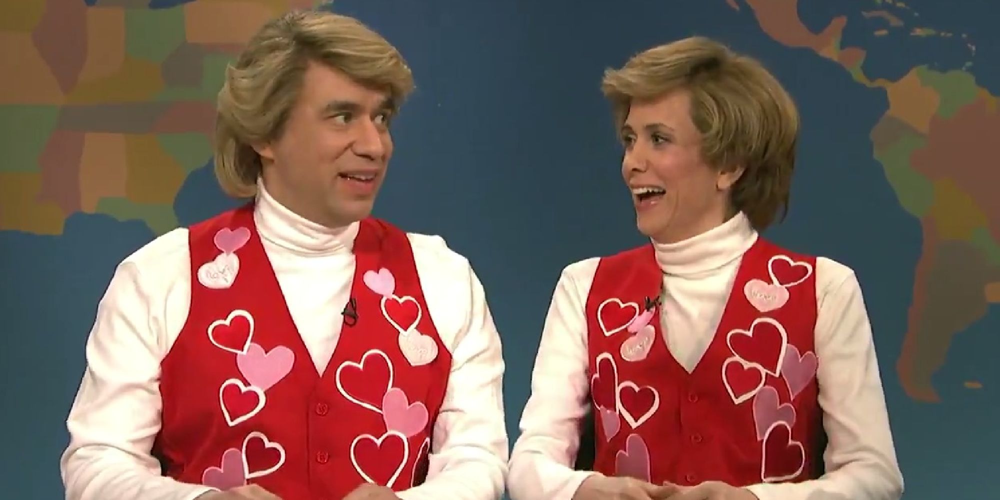 Garth and Kat improvising a Valentine's Day song on Weekend Update