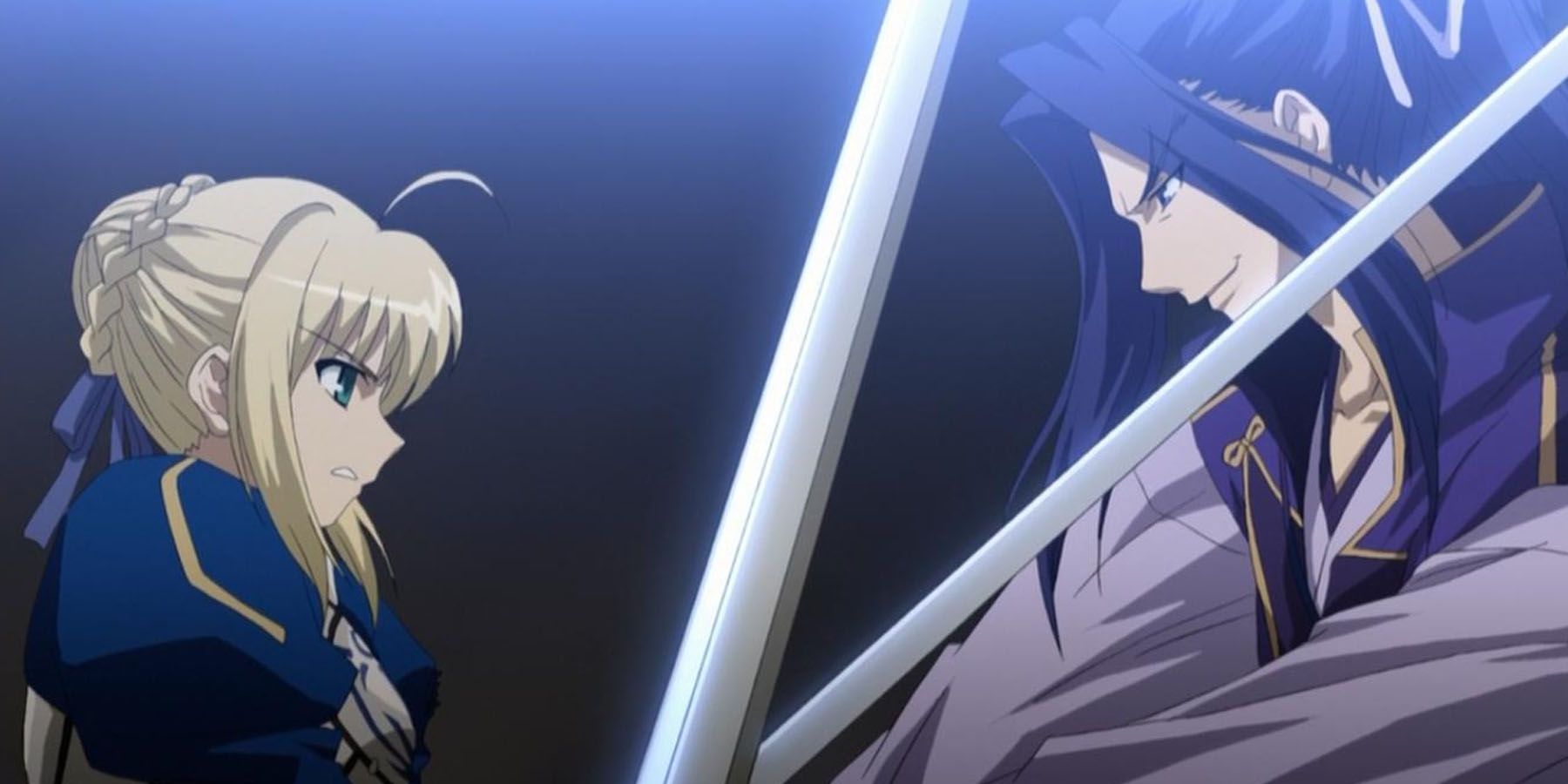 Saber fighting Assassin in Fate Stay Night