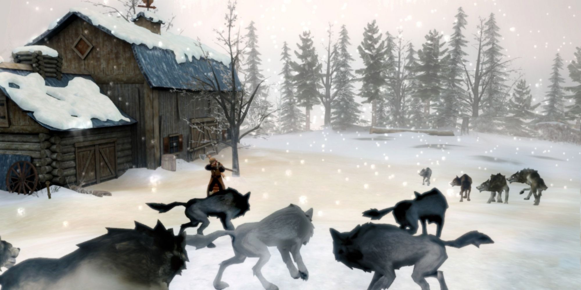 Sang-Froid - Tales of Werewolves gameplay wolves in icy wilderness with cabin