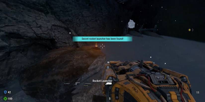 Serious Sam - Siberian Mayhem - Find Secrets Frequently - Player equips rocket launcher from secret location