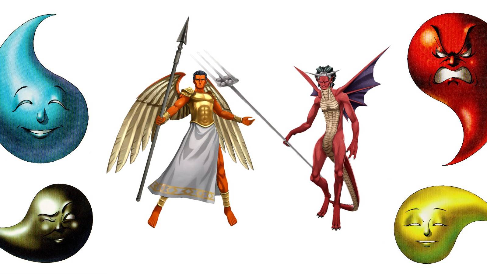 Shin Megami Tensei 5 michael and belial, and mitama demons