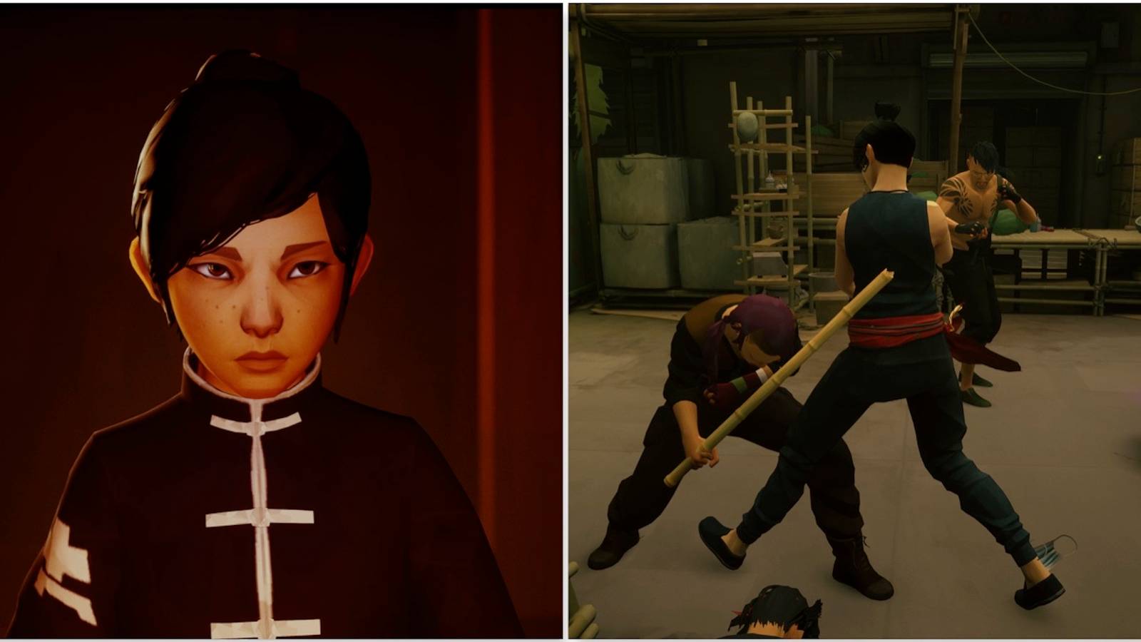 The female hero and fighting enemies in Sifu