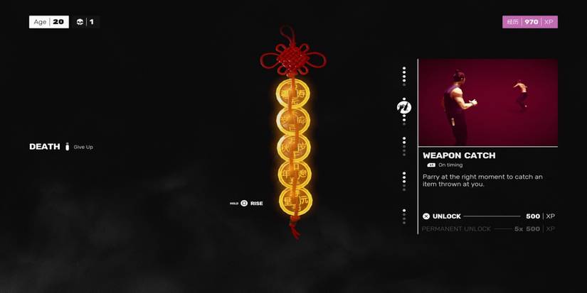 The upgrade menu from Sifu