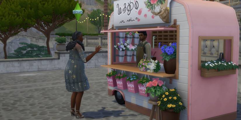 A woman buying flowers The Sims 4