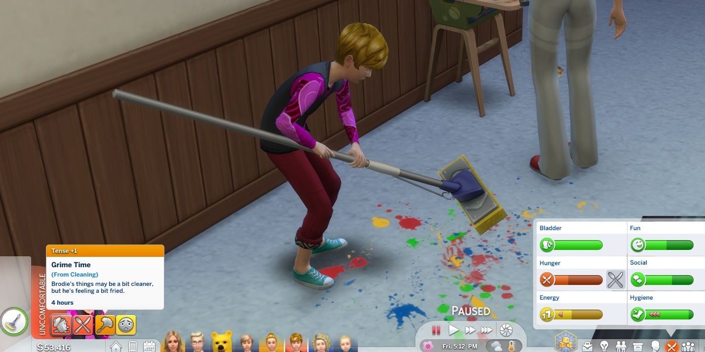 A child cleaning in The Sims 4