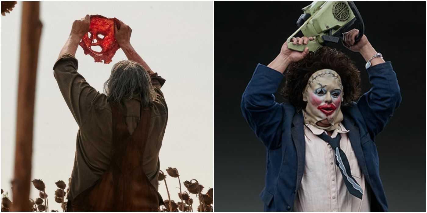 Split Image Of Texas Chainsaw Massacre Masks 