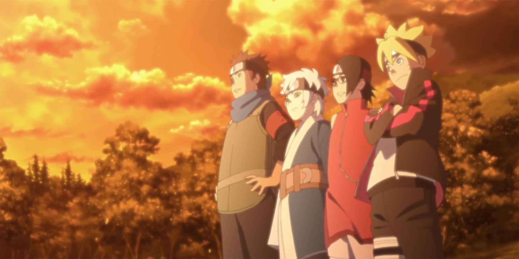 Still Frame Of Boruto's Squad From Opening 5 - Golden Time