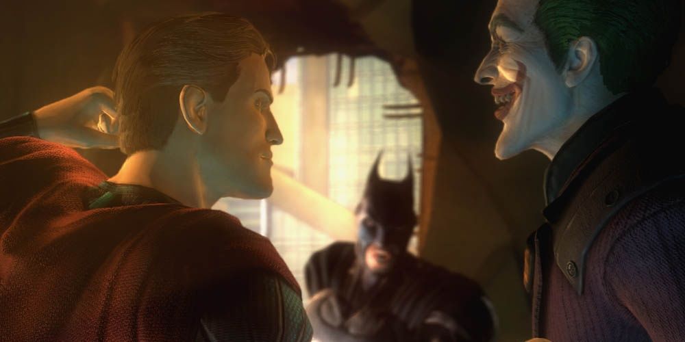 Superman, Batman, and the Joker in Injustice: Gods Among Us