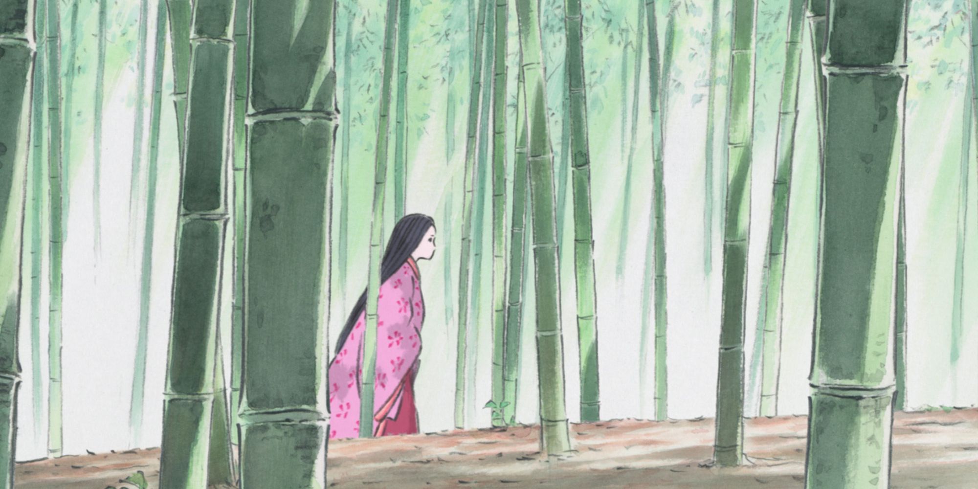 Принцесса Кагуя гуляет по бамбуковому лесу 