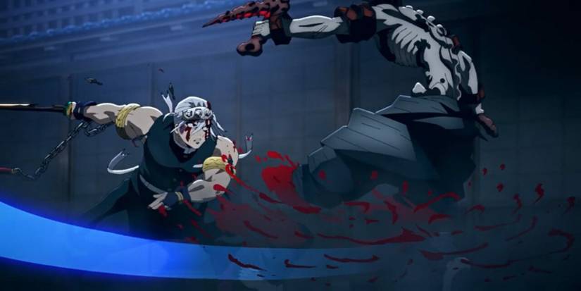 Demon Slayer Tengen Uzui cuts Gyutaro's legs