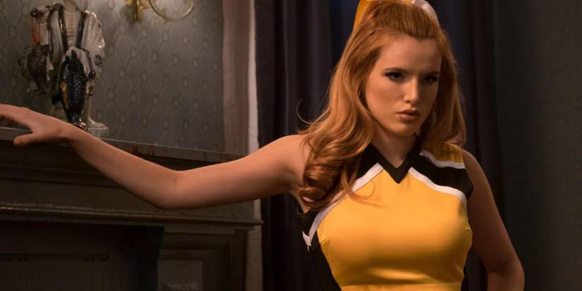 Bella Thorne wearing a yellow outfit in The Babysitter