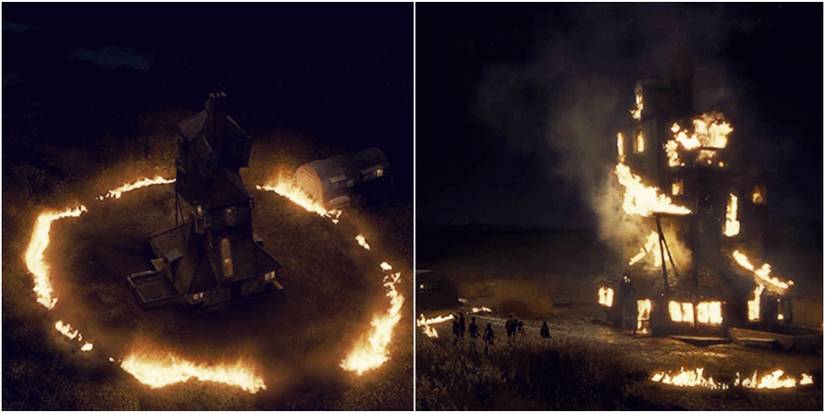 The Burrow On Fire In Harry Potter And The Deathly Hallows