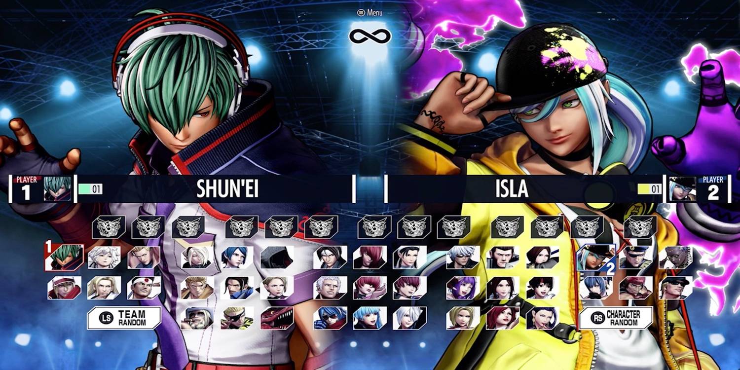 The character selection screen from The King of Fighters 15