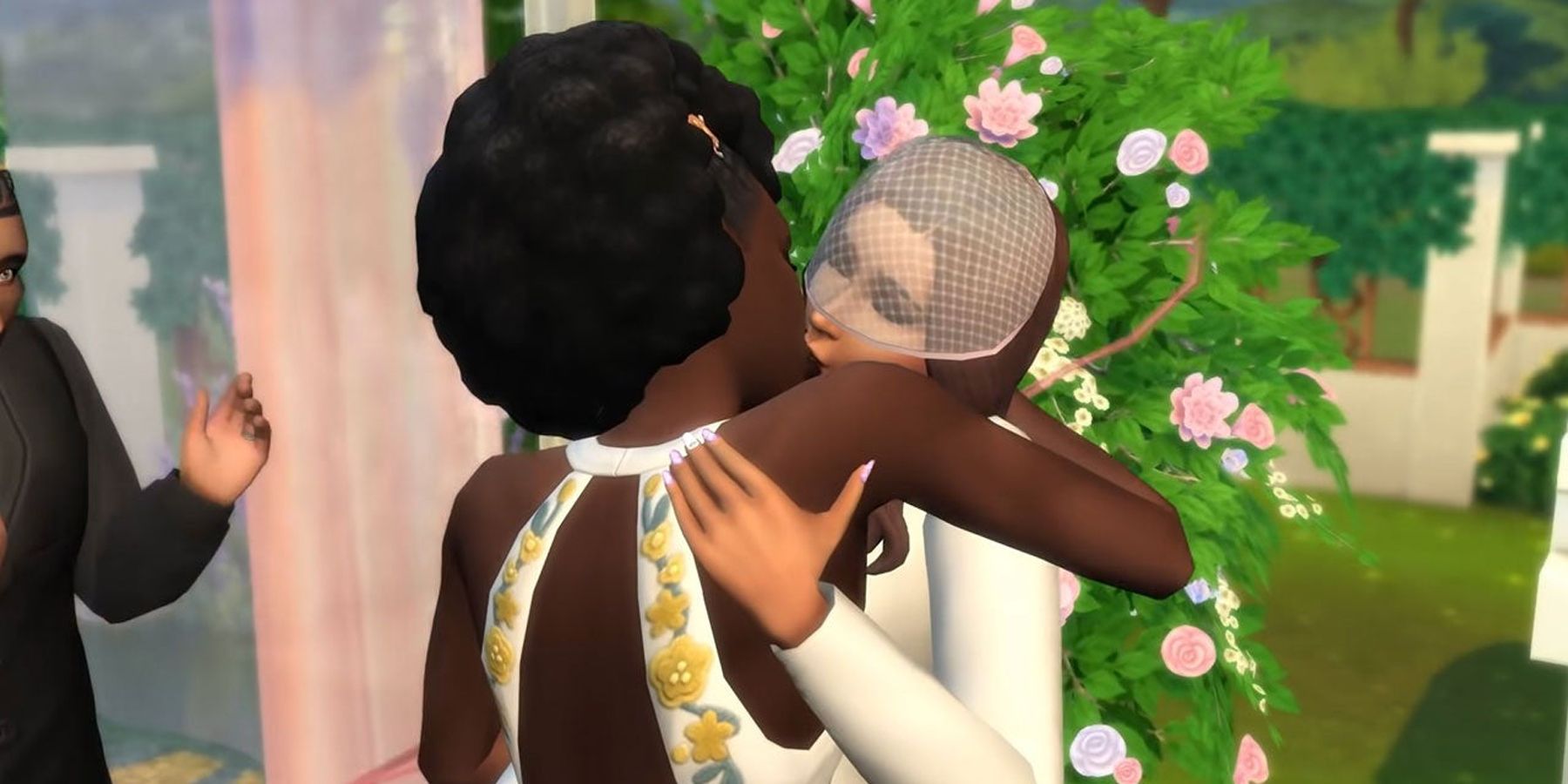 The Sims 4 My Wedding Stories Dominique and Camille kissing