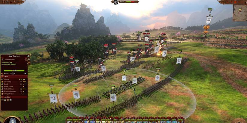 Total War Warhammer 3 - Marching on a grassy plain.