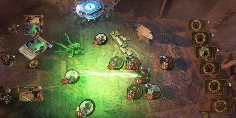 A battle taking place in Trials of Fire