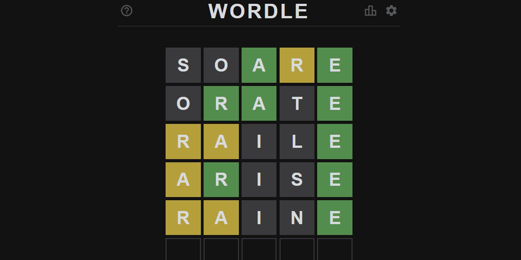 Trying out popular first words in Wordle