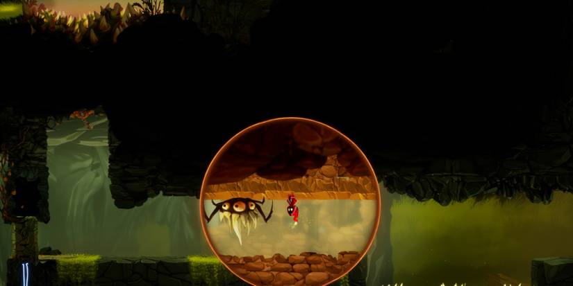 Unbound - A player standing upside down.