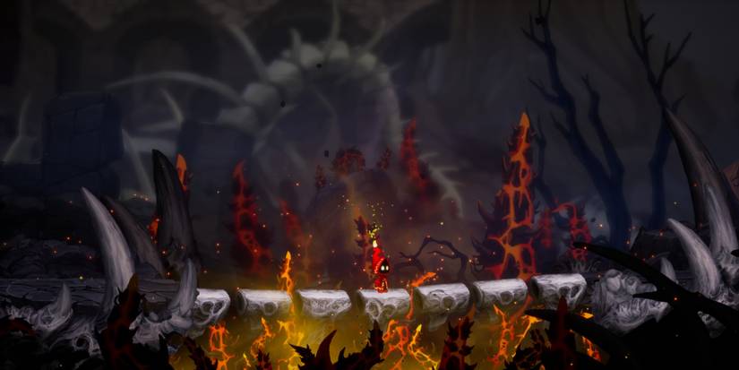 Unbound - Player walking on stone.