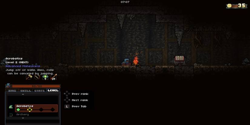 A campfire resting area from Vagante