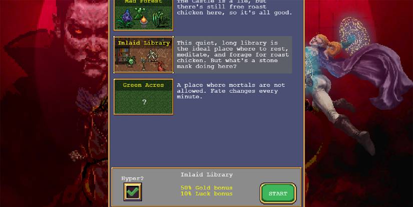 Vampire Survivors - Selecting The Inlaid Library Map On Hyper Mode