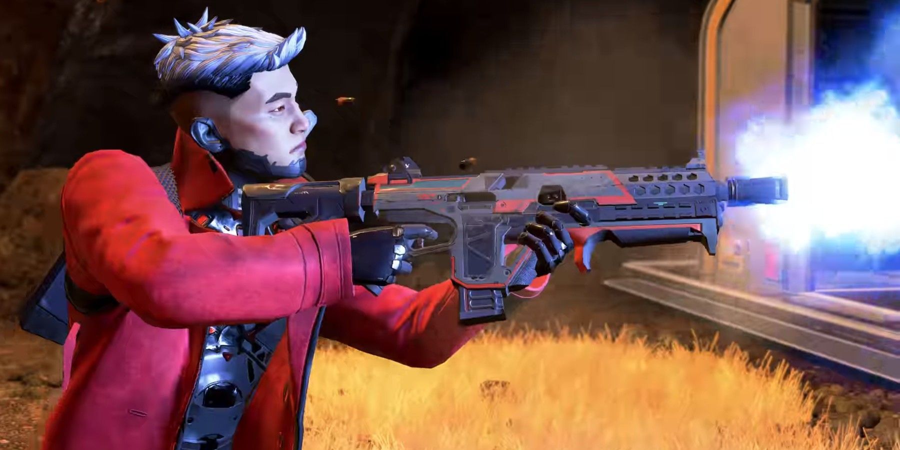 Crypto shooting the Volt SMG in Apex Legends