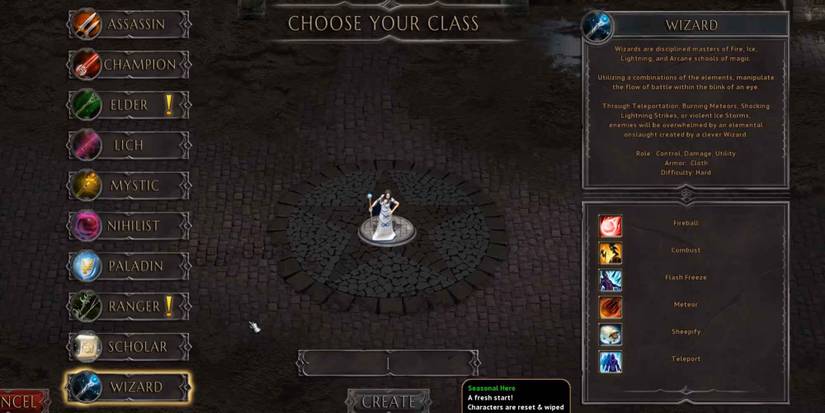 The Wizard class in Arena of Kings