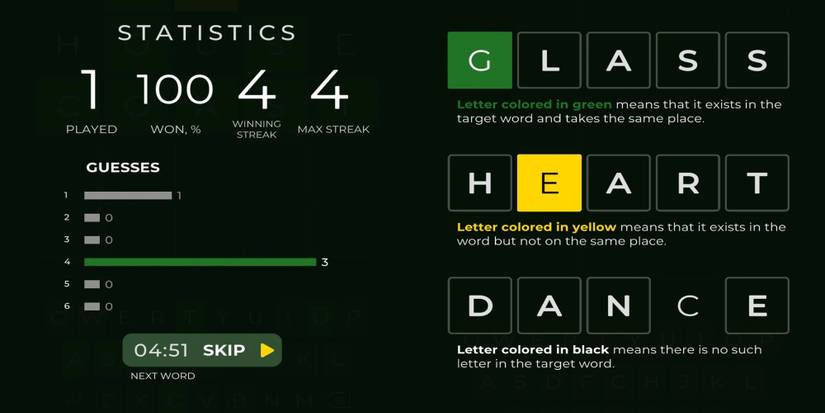 Wordix split image stat page and intructions