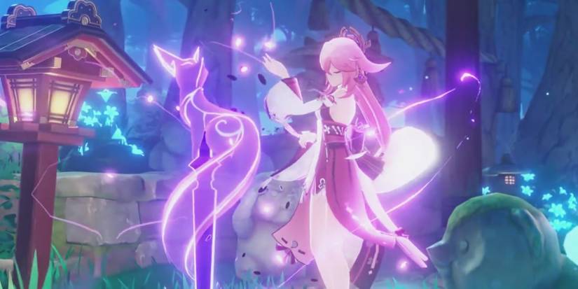 Yae Miko casting her Elemental Skill in Genshin Impact
