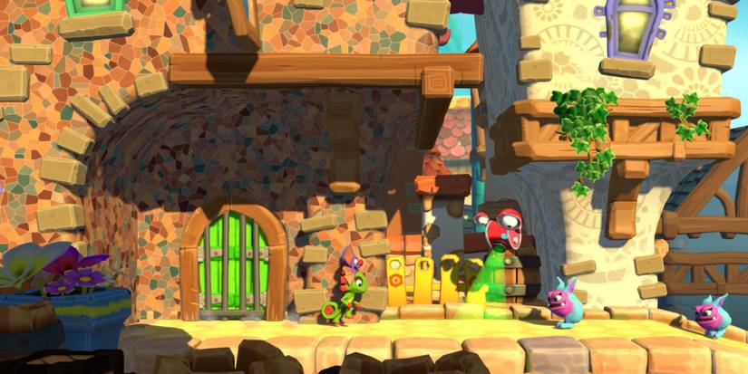 Yooka Laylee - The player is approaching two enemies.