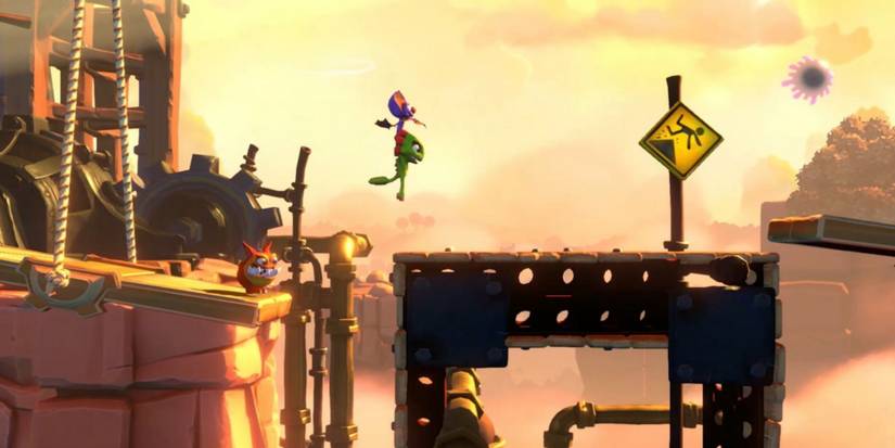 Yooka Laylee - Using Laylee to fly over a large gap.