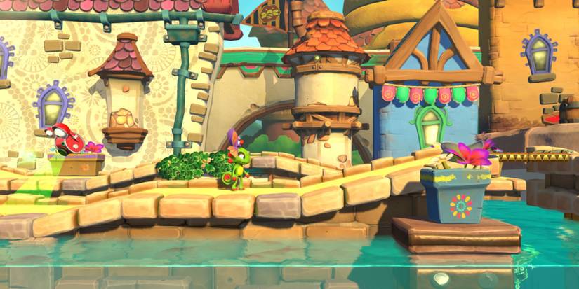 Yooka Laylee - Walking on a platform next to water.