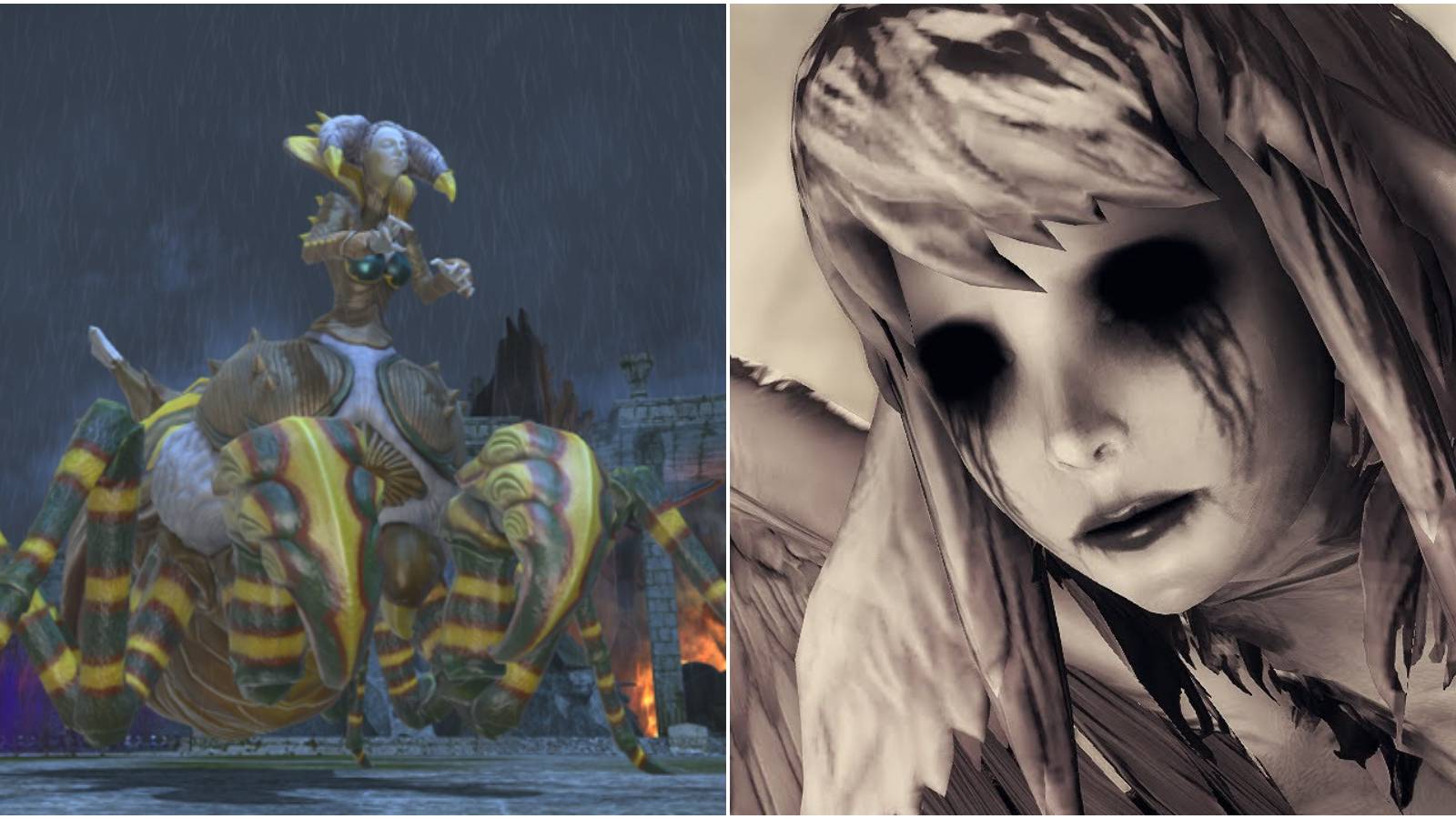 Split image of voidsent and sin eater.