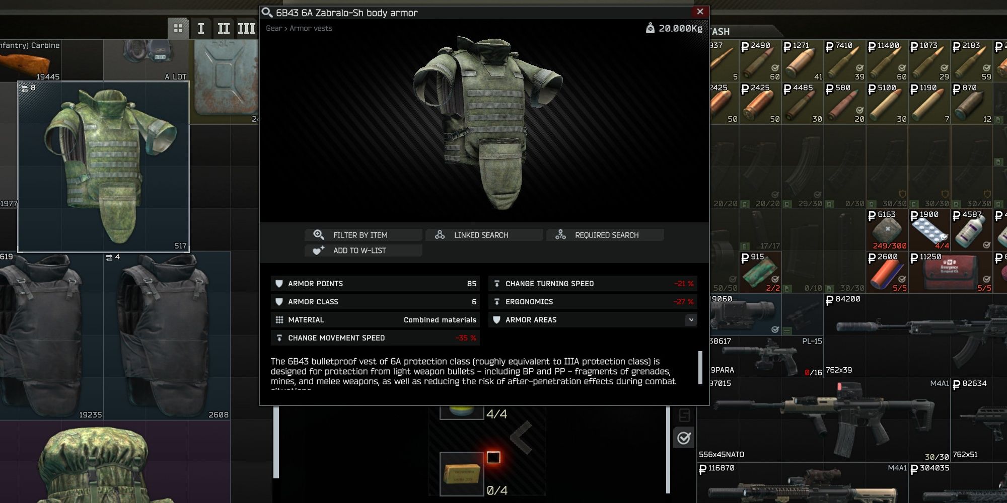 Zabralo Armor Vest viewed in inventory screen Escape From Tarkov