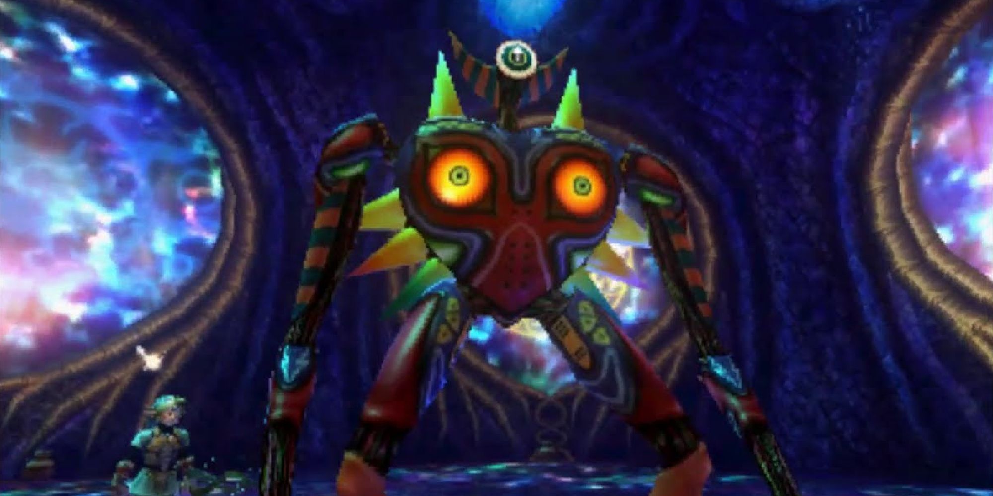 Majora's Mask appearing as the final boss against Fiercy Deity Link in Majora's Mask 3D