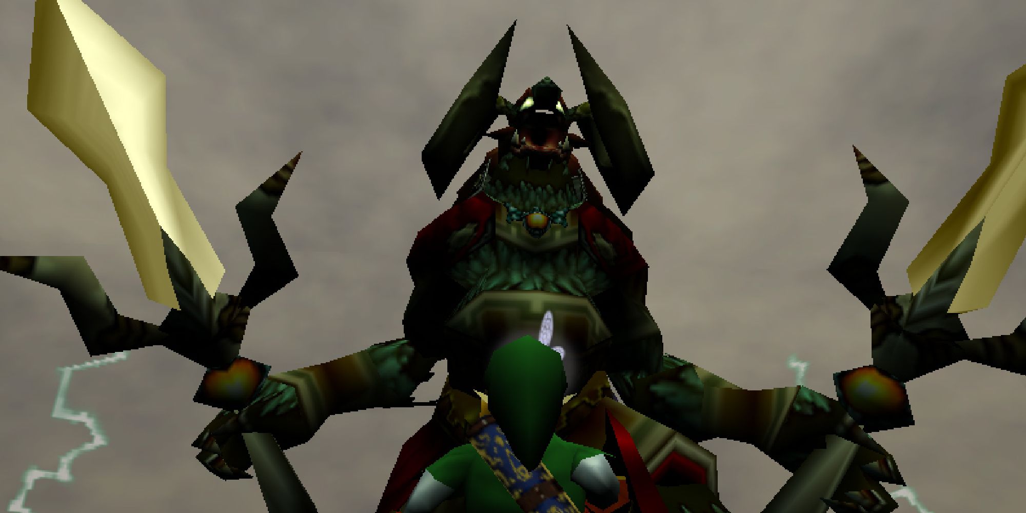 Demon King Ganon facing off against Link at the end of Ocarina of Time