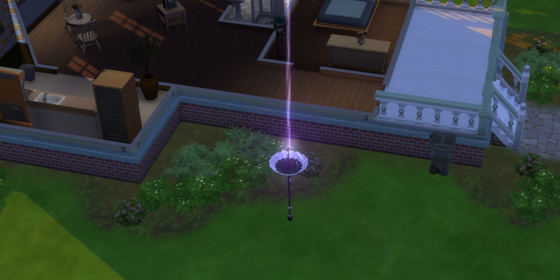 a satellite dish shooting a beam in the sims 4