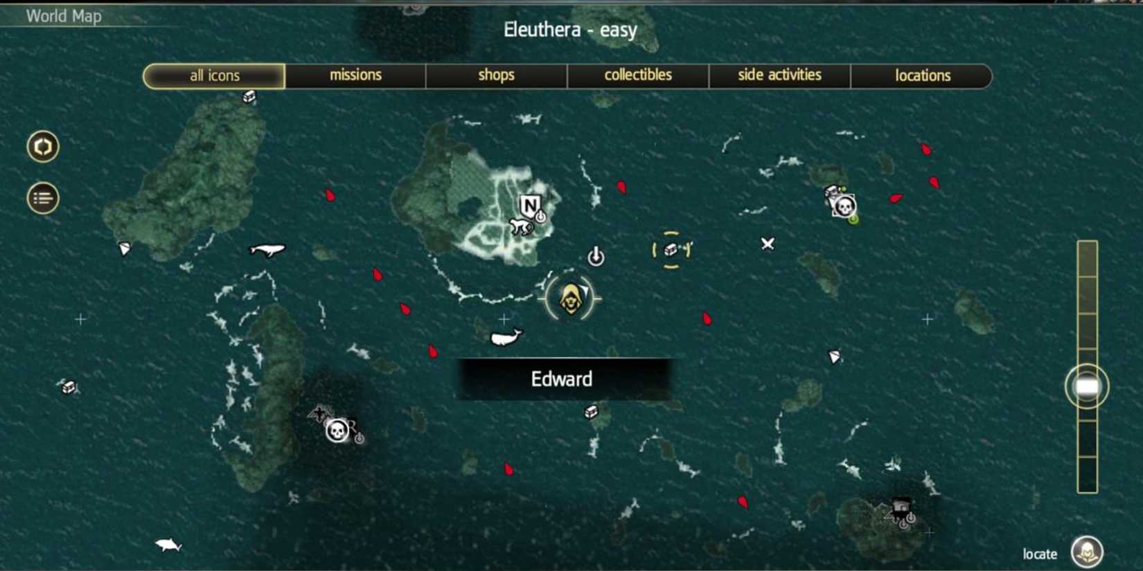 The in-game map of Assassin's Creed 4: Black Flag