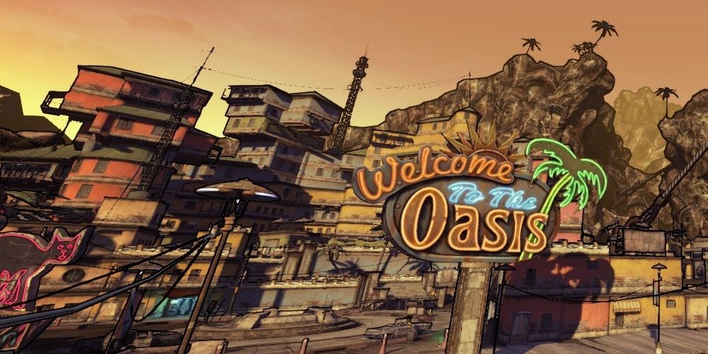 The Small Town of Oasis from Captain Scarlett and Her Pirate's Booty in Borderlands 2