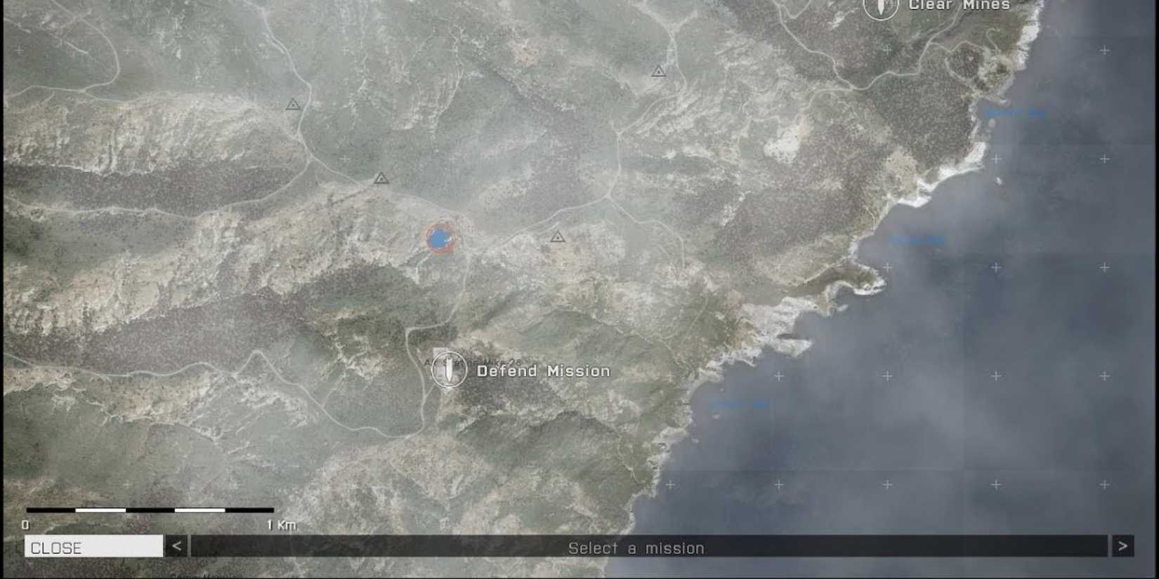 The in-game map of Arma 3