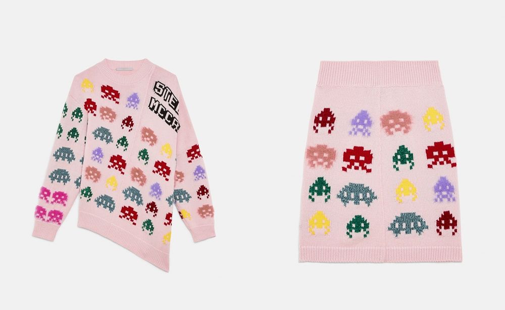 space invaders stella mccartney knit sweater skirt