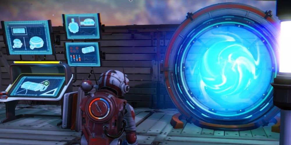 An Activated Base Teleporter Module in No Man's Sky.