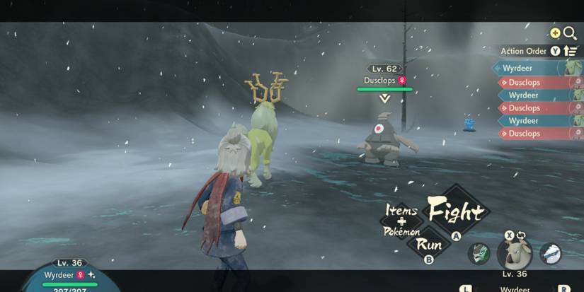 battling a wild dusclops pokemon legends arceus