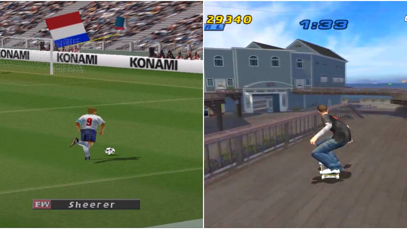 (Left) ISS Pro Evolution (Right) Tony Hawk Pro Skater 4